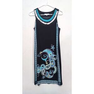 Studio One Black and Blue Paisley Print Dress